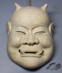 木製 能面 笑顔 伝統工芸品 木製 能面 笑顔と悲しみの表情 - メルカリ