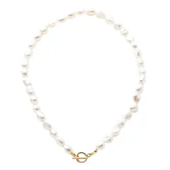 【ゴールド×ワンサイズ】[Cream dot. クリームドット公式] ネックレス レディース   金属アレルギー ニッケルフリー ショート チェーン 淡水パール 大粒 マンテル パール 大人 上品 エレガント カジュアル  