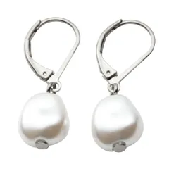 【B：シルバー×ピアス】[Cream dot. クリームドット公式] ピアス レディース   9タイプ 金属アレルギー ニッケルフリー バロックパール風 淡水パール風 大粒 揺れる キャッチレス フレンチフック 大人 上品 エレガント  のサムネイル