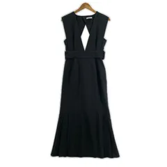 MURUA ムルーア バックオープン 深Vネック マーメイドワンピース size1/チャコールグレー