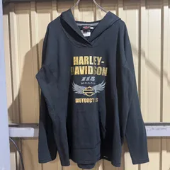 907  HARLEY-DAVIDSON 黒 パーカー スウェット XL  レディース ハーレーダビッドソン 古着卸 アメリカ仕入