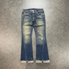 USA製 Y2K TRUE RELIGION JOEY BIG T Flare Jeans Bootcut トゥルーレリジョン フレアジーンズ ダメージ ジーパン デニムパンツ ブーツカット 平成 立体裁断 W28