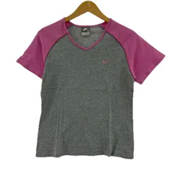 NIKE ナイキ ワンポイント刺繡カットソー sizeM/グレー×ピンク