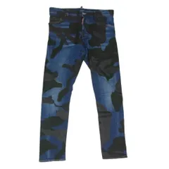 DSQUARED2 ディースクエアード S74LB0539 S30342 カモフラ 迷彩 ペイント プリント デニム パンツ インディゴブルー系 46【中古】