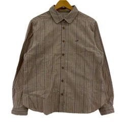 CROCODILE クロコダイル 刺繍ストライプ長袖シャツ sizeL/モカ系