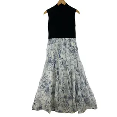 SNIDEL スナイデル ニットドッキングプリントワンピース/ブラック×ホワイト