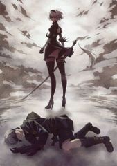 [중고] 종이 보드 판 2B 그려진 일러스트 보드 [이치 반 쿠지 NieR : Automata Ver1.1a - 인류에게 영광이 -] D 상