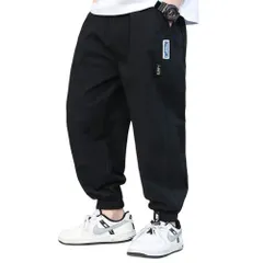 ☆ ブラック（Ｂタイプ） ☆ 110cm ☆ キッズカーゴパンツ コットン カーゴパンツ キッズ コットン パンツ ズボン ロングパンツ テーパード ロング ウエストゴム 裾ゴム 軽い 子供服 男の子 女の子 肌触りが良い 快適 通気性 吸汗性 通学 通園
