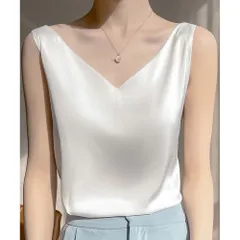 ☆ ホワイト ☆ Mサイズ ☆ シルキーキャミタンク キャミソール カップなし キャミタンク サテンキャミ さらさら レディース トップス インナー 大人 かわいい きれいめ 上品 シンプル 無地 オフィスカジュアル おしゃれ 可愛い 女性 top-099
