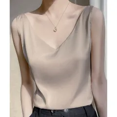 ☆ グレー ☆ Mサイズ ☆ シルキーキャミタンク キャミソール カップなし キャミタンク サテンキャミ さらさら レディース トップス インナー 大人 かわいい きれいめ 上品 シンプル 無地 オフィスカジュアル おしゃれ 可愛い 女性 top-099