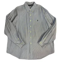 Ralph Lauren BLAKE ラルフローレン ボタンダウン ワンポイントロゴ 長袖シャツ 青×白 XXLサイズ No.E940