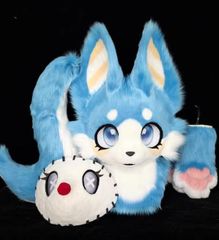 ☆ファースーツ 着ぐるみセット NO.303 キツネ 青 ケモノ ファースーツ