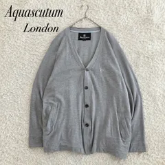 現行！Aquascutum　アクアスキュータム　カーディガン　グレー　刺繍　薄手　サイズL