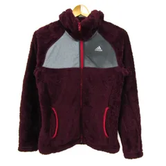 アディダス ブルゾン ジャケット アウター ボアフリース パーカー スポーツウエア レディース Mサイズ 赤紫 adidas 【中古】