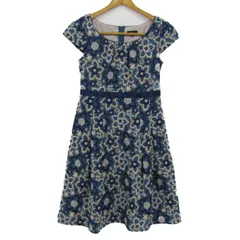 トッカ ワンピース トップス 半袖 花柄 刺繍 レディース 青×紺×ベージュ TOCCA 【中古】