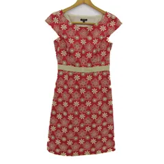 トッカ ワンピース トップス 半袖 花柄 刺繍 レディース 赤×ベージュ TOCCA 【中古】