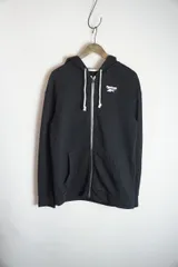 Reebok ジップアップ スウェット パーカー フーディー 黒 420P★4