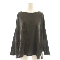 パドカレ pas de calais リネン混 長袖カットソー Tシャツ 花柄 36 チャコール /DF ■OSのサムネイル