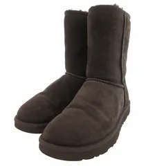 アグ UGG W CLASSIC SHORT ムートンブーツ ショート スエード ボア 24cm 茶 ブラウン /JS