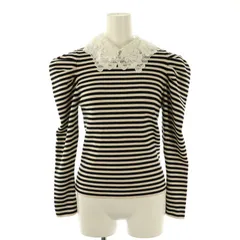 スナイデル SNIDEL Sustainable レースカラーニットプルオーバー ボーダー ニット セーター F ブラック アイボリー ホワイト /ES ■OS