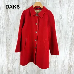DAKS ダックス 定番 チェック ウール ステンカラーコート レッド レディース アウターのサムネイル