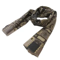 エトロ ETRO ストール ペイズリー ウール シルク混 総柄 ダークブラウン /JS