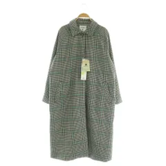 ニコアンド Niko and.. アソートチェックステンカラーコート ロング 比翼ボタン M ブラック グリーン /MY ■OS