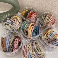 【新品未使用20本の缶入りシュシュヘアバンドゴム女性束ね髪ネット赤ins森系ヘアアクセサリー基礎シンプル耐久性ヘアバンド CCVZSP1120P064