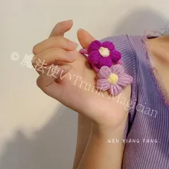 【送料無料】紫系~可憐な花の毛糸の髪ひも女森系仙美束髪子供のゴムひもの髪ひもの髪飾り CCVZSP1120P270