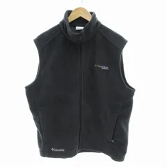 コロンビア Columbia フリースベスト ジップアップ ロゴ 刺繍 L グレー /HO□ 0411