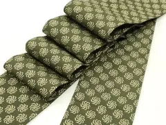 平和屋着物●男性　本場筑前博多織　角帯　いちご錦　藍媚茶色　証紙付き　正絹　逸品　未使用　DAAY0329ob