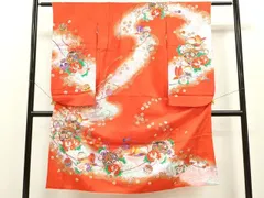 平和屋着物[]七五三　女の子　７歳　祝着　四つ身　流水鴛鴦鞠花文　暈し染め　金彩　逸品　CAAZ7017ze