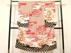 平和屋着物[]七五三　女の子　７歳　祝着　四つ身　エ霞糸車鼓花文　金彩　逸品　DAAY3246ma