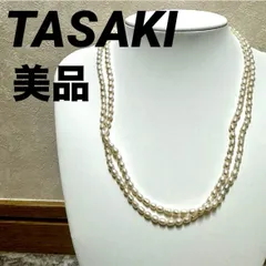 極美品　タサキ　TASAKI　田崎真珠　ネックレス　SV　淡水パール 2連　ケシパール　真珠　ホワイト　楕円