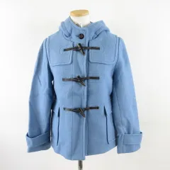 ジーユー GU ウールブレンドショートダッフルコート 長袖 青 S *A557