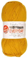 【人気商品】100ｇ 約 系 イエロー 250ｍ 58 COL. 5玉セット 並太 ソリッド エブリデイ N-53 手編み毛糸 NASKA