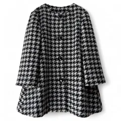 美品 MaxMara 千鳥格子柄ポンチョシルエット ふんわりショートコート