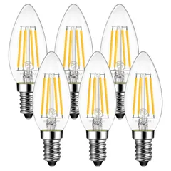 40W形相当 470LM 口金直径12mm E12口金 C35 フィラメント電球 LED 4.5W シャンデリア電球 省エネ 燭台電球 2700K電球色 LED電球 広配光 クリアタイプ チラツキ少ない LVWIT 6個入 PSE 調光器非対応