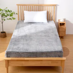 冬用 マットレスカバー ボックスベッドシーツ ベッドカバー 】 ふわふわ ふわふわ 蓄熱保温 【厚手 温かい 【ラビット風ファー&極上タッチ】 静電気防止 暖かい モコモコカバー あったか マイクロファイバー シングル 抗菌防臭 ボックスシーツ グレー COZ