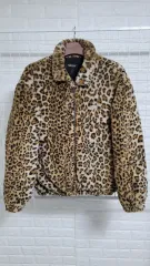 F セイントペイン リアルヒョウ柄 デザイン キルティング裏地 レオパード ボア フリースジップアップジャケット F