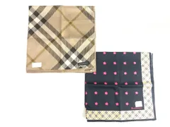 未使用　バーバリー　BURBERRY　Burberrys　ハンカチ　２枚セット　ノバチェック　花　ブラウン系　ブラック系　49×49cm　YZ-860　送料無料