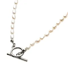 【シルバー×ワンサイズ】[Cream dot. クリームドット公式] ネックレス レディース   金属アレルギー ニッケルフリー ショート チェーン 淡水パール マンテル パール マンテル 細 大人 上品  