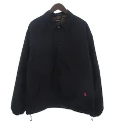 サブサエティ SUBCIETY ボアコーチジャケット ブルゾン フルジップ ナイロン 刺繍 裏地ヒョウ柄 黒 ブラック L