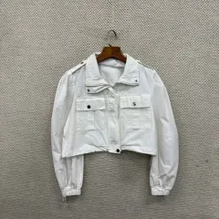 ヴィンテージ レディース 白 ポケット クロップド ジャケット 95 M06676