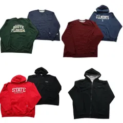 古着卸 まとめ売り チャンピオン Champion スウェット 7枚セット (メンズ 2XL ) フルジップ カレッジ風 前V 3段プリント 中古 古着 NC6961