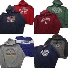 古着卸 まとめ売り カレッジ風 スウェット 8枚セット (メンズ XL ) ラグラン チームロゴ バイカラー フルジップ 中古 古着 NC6993