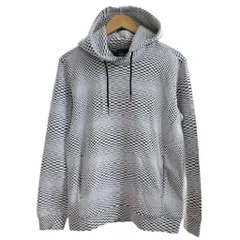 ニコルクラブフォーメン NICOLE CLUB FOR MEN 美品 近年 ジオメトリック プルオーバー パーカー 幾何学柄 ストレッチ 46 白 黒 1112のサムネイル