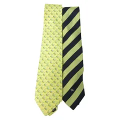 バーバリーズ Burberrys サルヴァトーレフェラガモ Salvatore Ferragamo 美品 ネクタイ 2本セット レジメンタルストライプ 島 総柄 絹 シルク 黄 イエロー系 0825