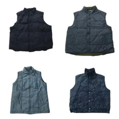 古着卸 まとめ売り ヘビー ベスト ジャケット 4枚セット (メンズ XL ) スタンドカラー キルティング バイカラー 中古 古着 NC7080