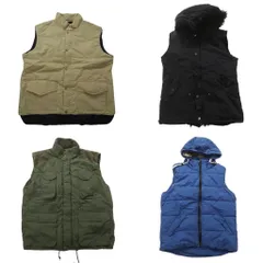 古着卸 まとめ売り ヘビー ベスト ジャケット 4枚セット (メンズ XL ) フーディー 切り替えデザイン ファー バイカラー 中古 古着 NC7084